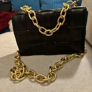 Black and Gold Chain Women Bag